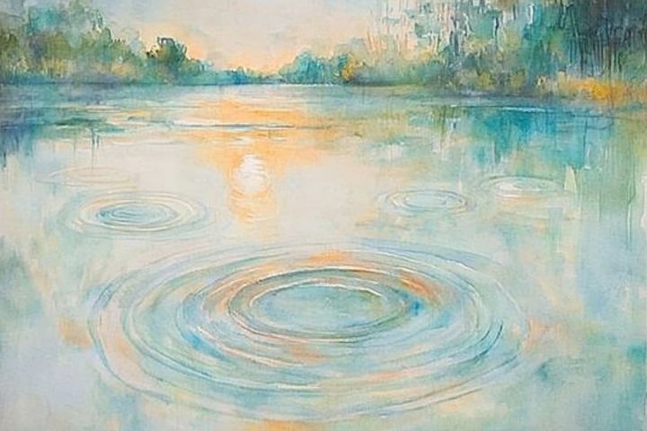 Abstract watercolor illustration of ripples in a pond