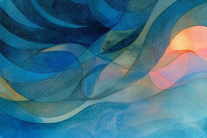 Abstract watercolor illustration of spiraled shapes