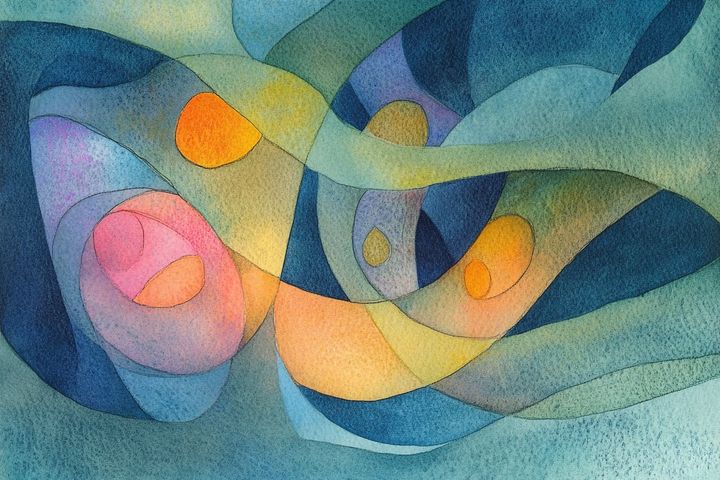 abstact watercolor illustration of colorful shapes