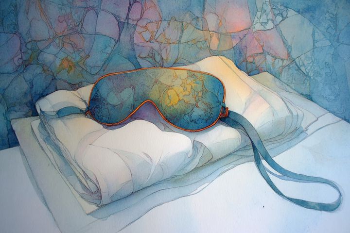 abstract watercolor illustration of a face mask on some towels