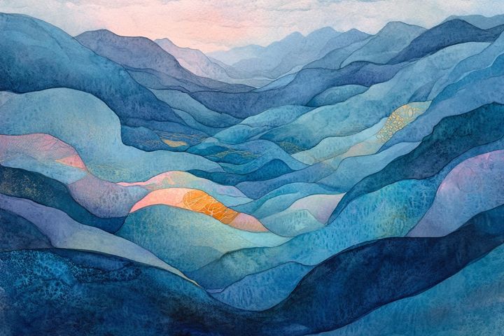 abstract watercolor illustration of mountains