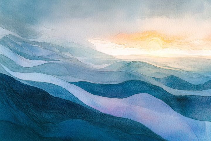 abstract watercolor illustration of mountains