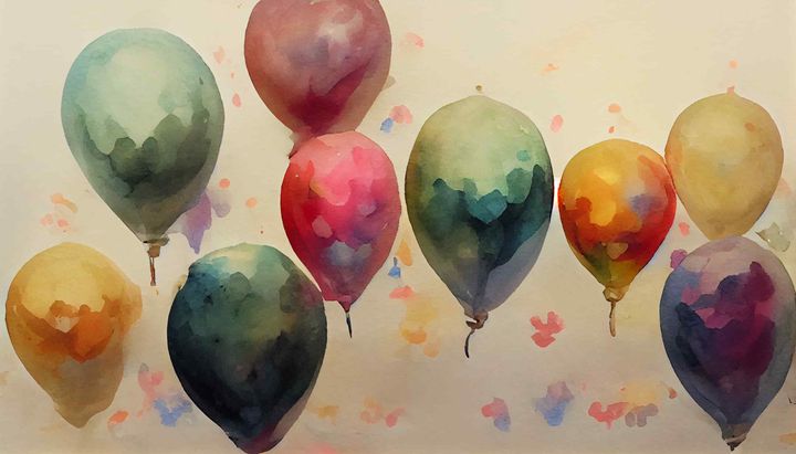 illustration of birthday balloons in muted colors