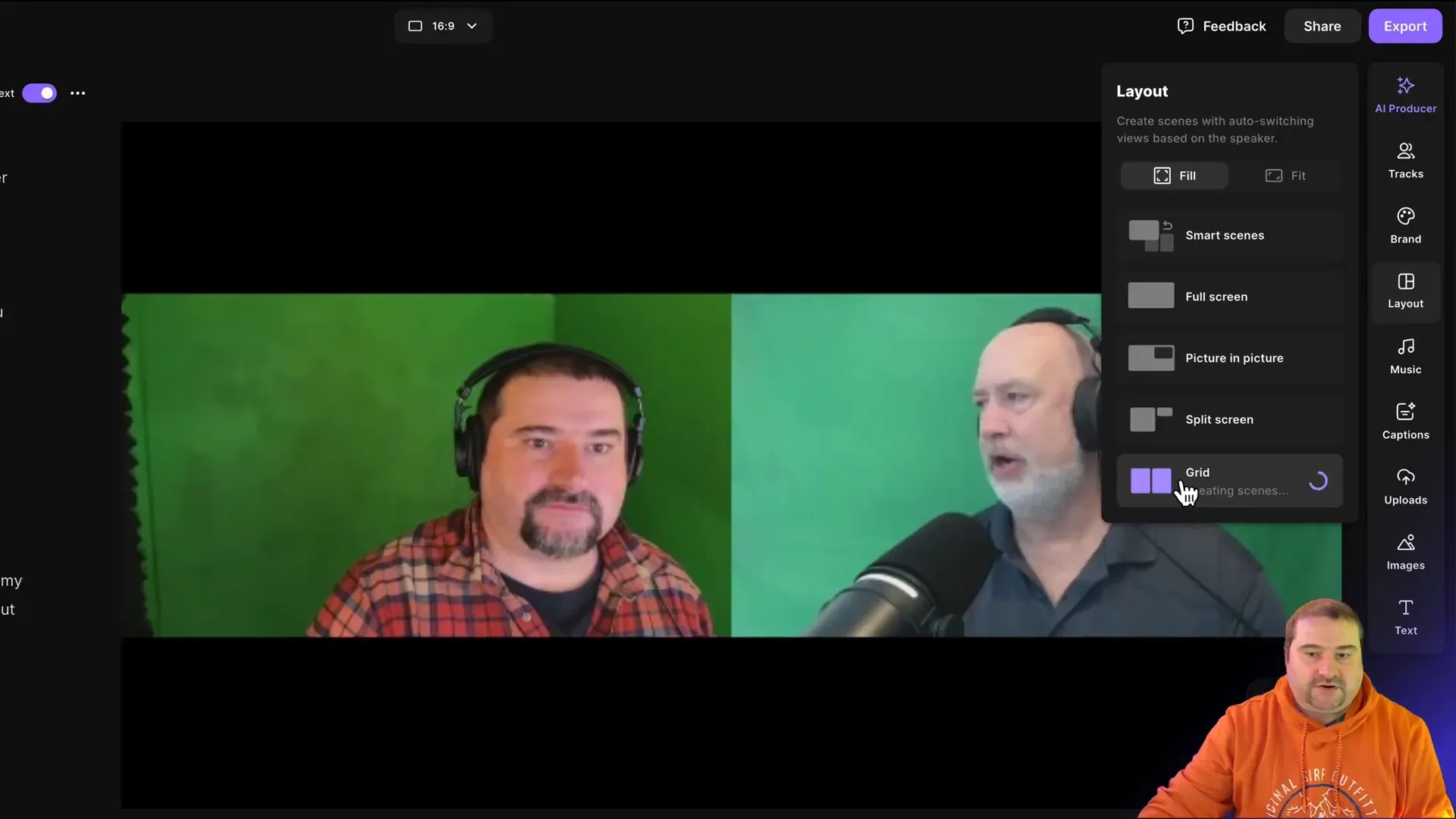Grid layout selection in Riverside