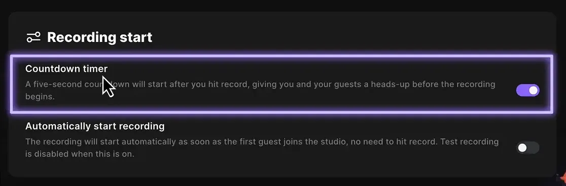 Countdown feature in Riverside