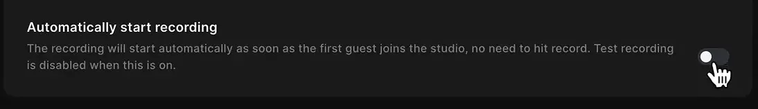 Auto record feature settings