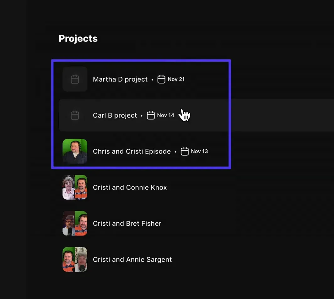 Riverside interface navigation