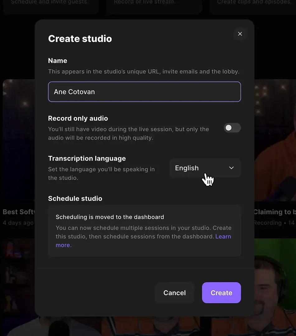 Configuring studio settings in Riverside