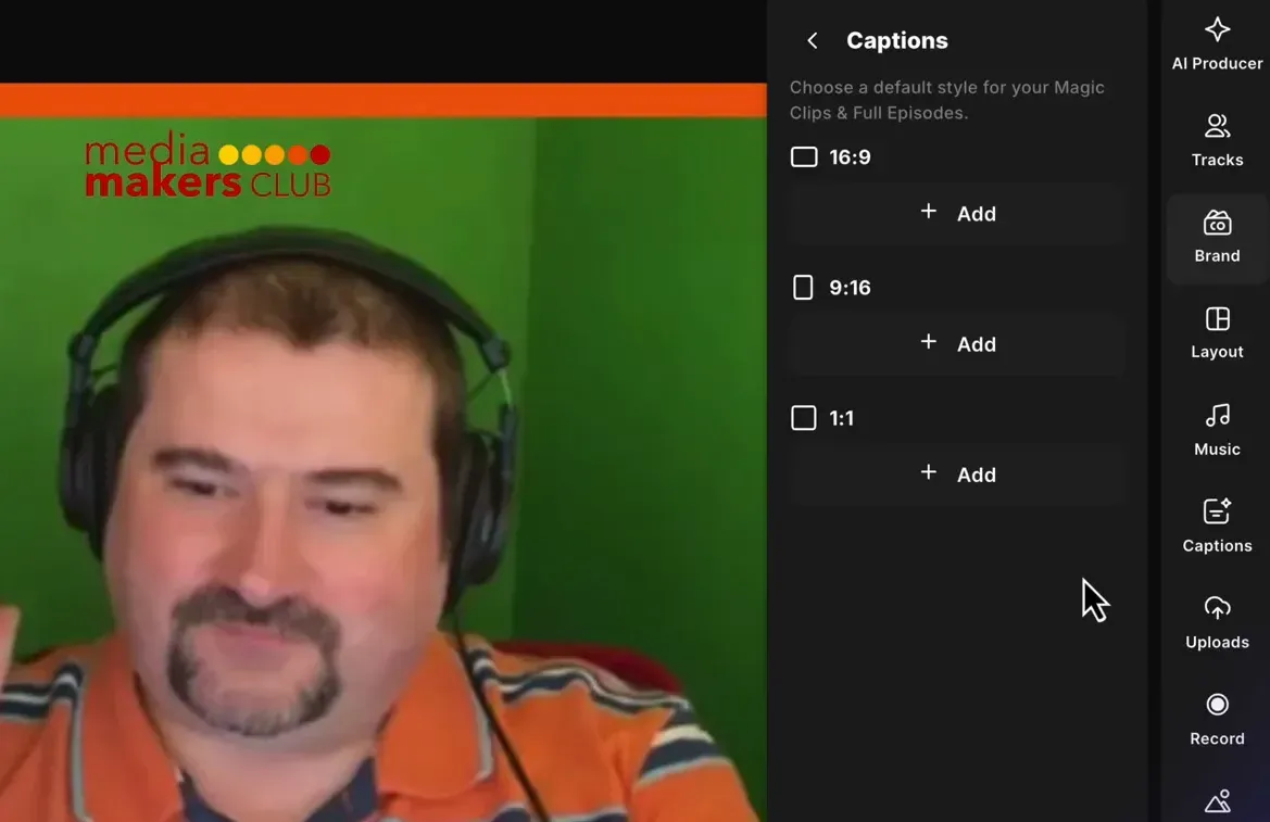 Setting caption presets in Riverside