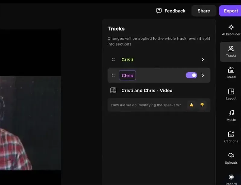 Renaming audio tracks in Riverside
