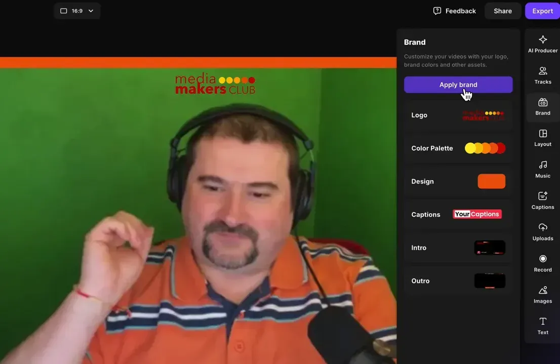 Applying brand kit in Riverside