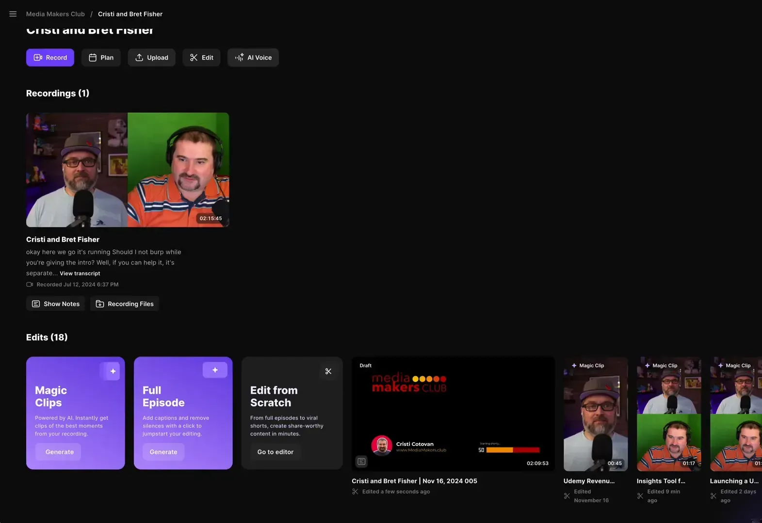 Creating social media clips in Riverside