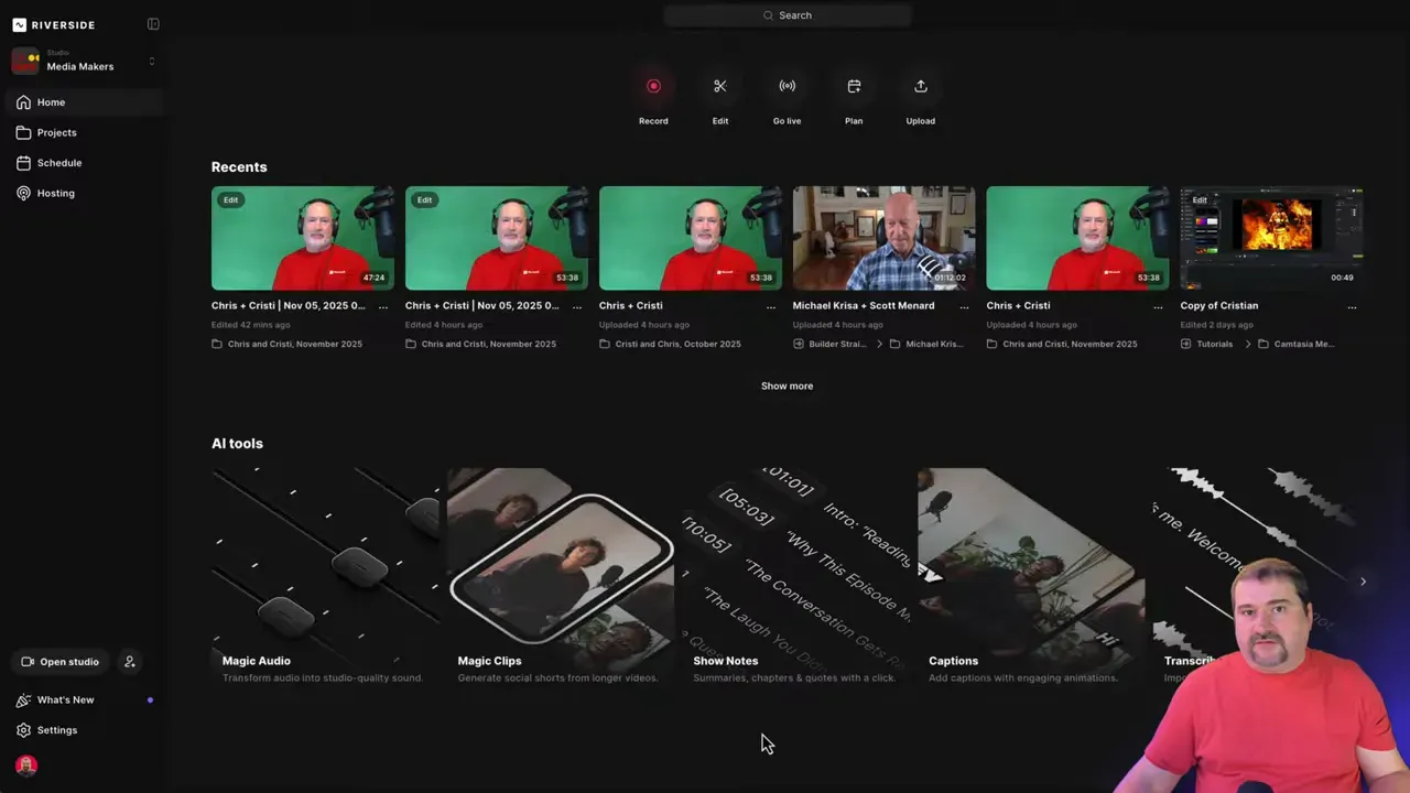 Studio overview with branding settings