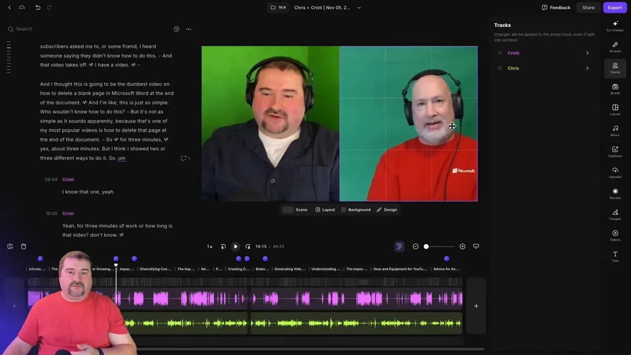 Track controls showing equaliser and lip sync adjustment
