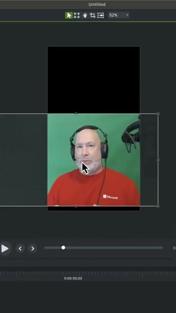 Camtasia vertical canvas with horizontal video showing black bars