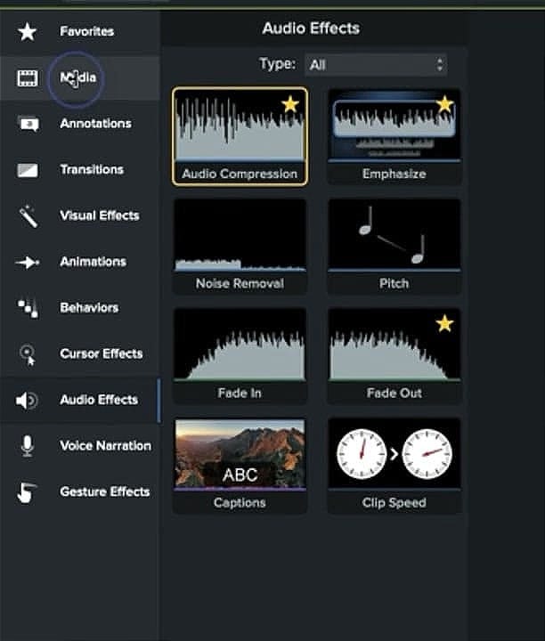 Applying audio compression effect in Camtasia