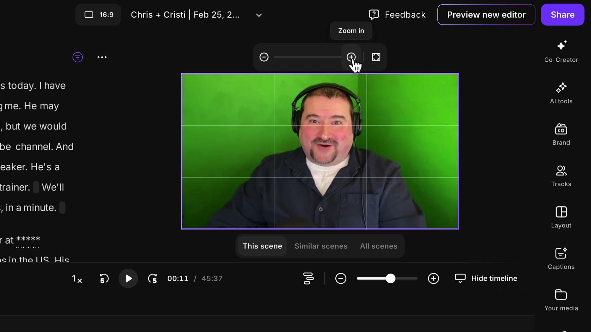 Riverside Crop tool with zoom controls and alignment grid
