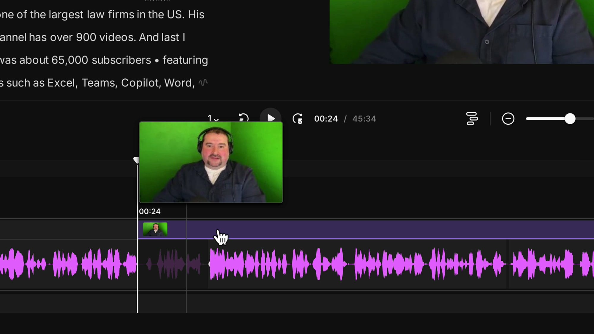 Solo speaker view showing the result of a zoom-in at a cut point