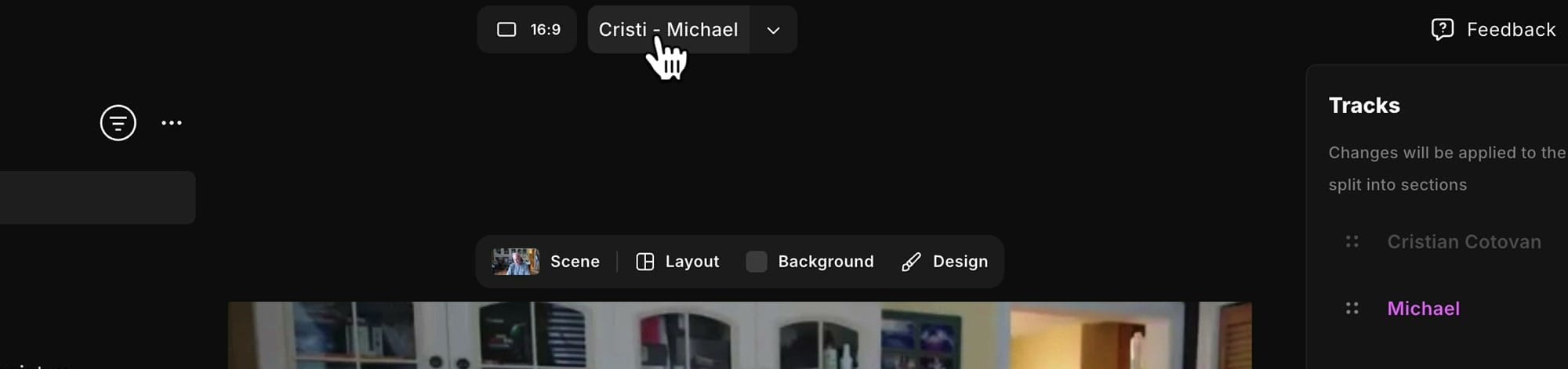 Riverside editor with the edit name being renamed at the top of the screen