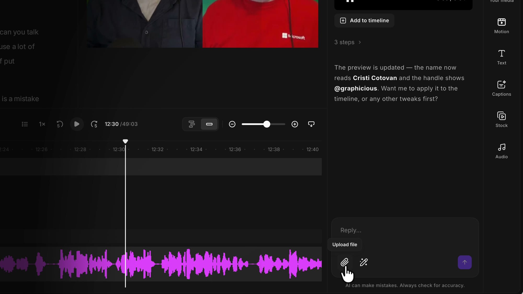 Co-Creator showing the follow pill updated with the name Cristi Cotovan and handle @graphicious