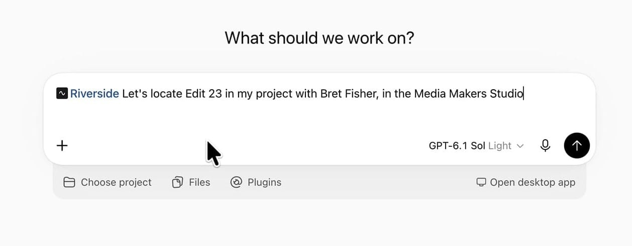 ChatGPT prompt with the Riverside plugin: Let's locate Edit 23 in my project with Bret Fisher, in the Media Makers Studio