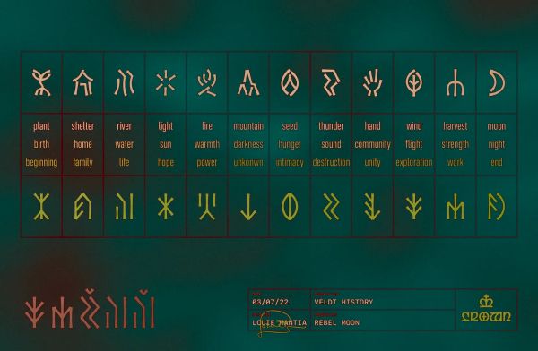 Image of an alphabet created by Louie Mantia for Rebel Moon