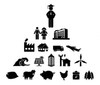 A hierarchical pyramid depicting vector icons of human affairs at the top and animals at the bottom. 