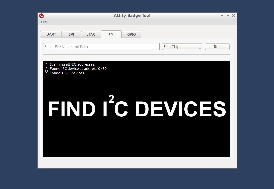 Find I2C devices using Attify Badge tool
