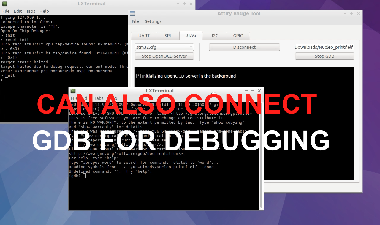Connect GDB for JTAG debugging 