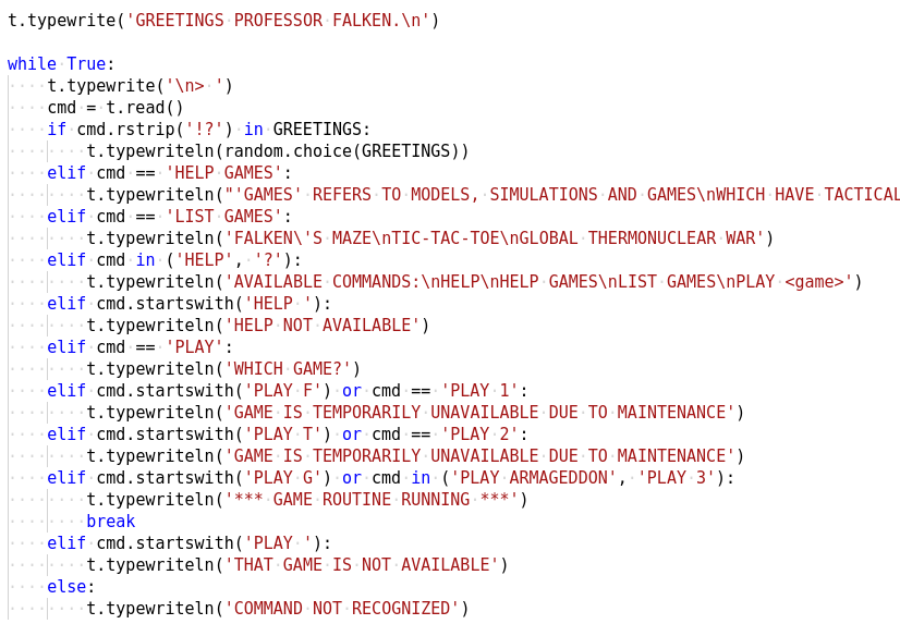 Figure 14: The exec'd code implements the game logic