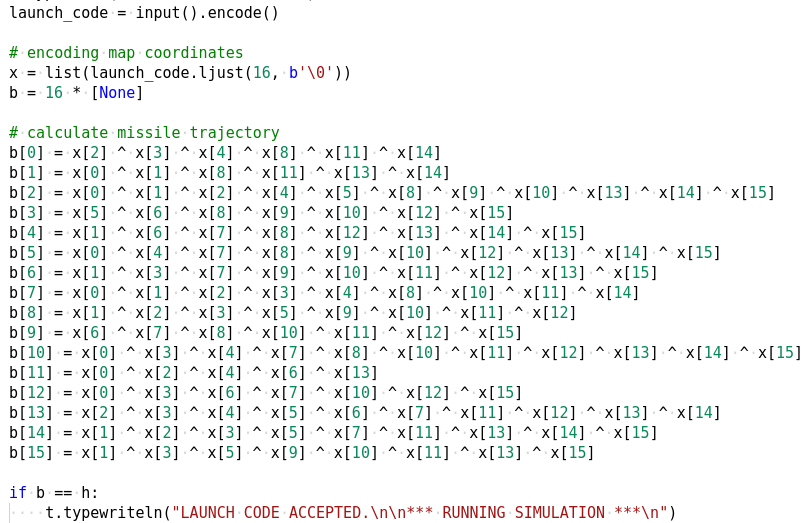 Figure 16: Checking the launch code