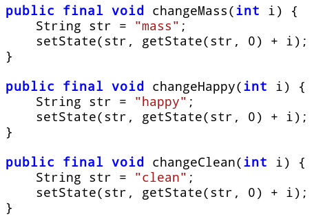 Figure 6: The changeXXX methods make the change to state variables