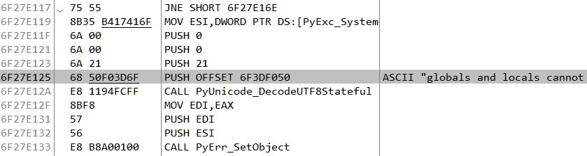 Figure 22: The code which references the string
