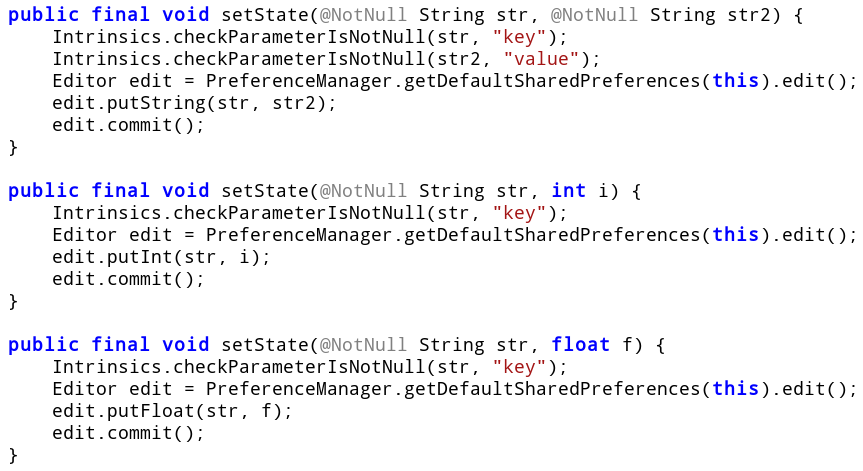 Figure 7: Implementation of the setState method