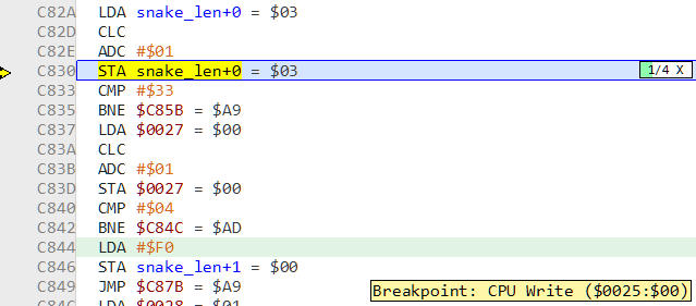 Figure 8: The breakpoint hits