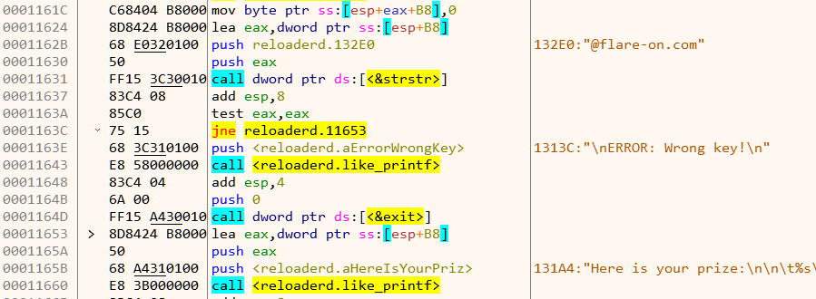 Figure 14: The correct key would give the flag