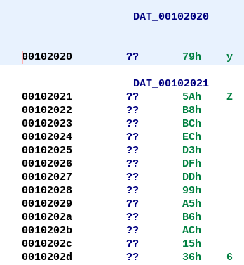 Figure 9: An array of encrypted bytes