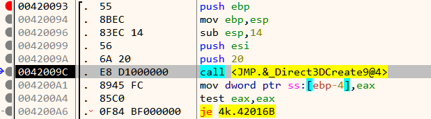 Figure 8: Call to Direct3DCreate9