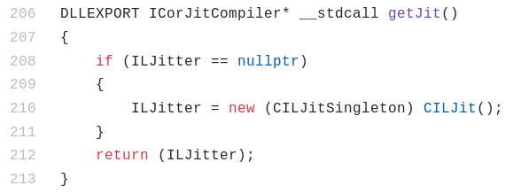 Figure 9: getJit implementation in coreclr