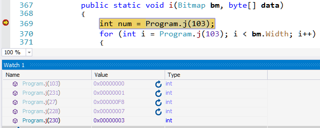 Figure 33: Using watch to recover the constants