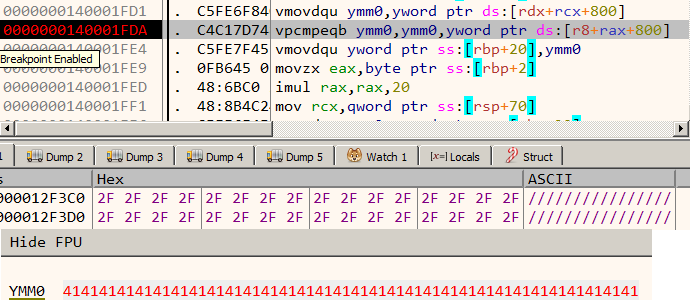 Figure 9: Our input is compared with the forward slash character
