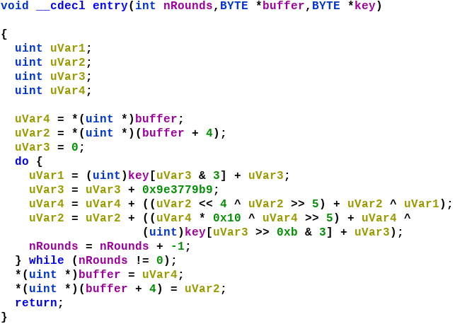 Figure 14: Decompiled encryption function
