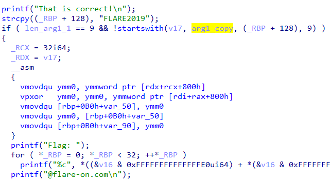 Figure 5: Arg1 must equal FLARE2019