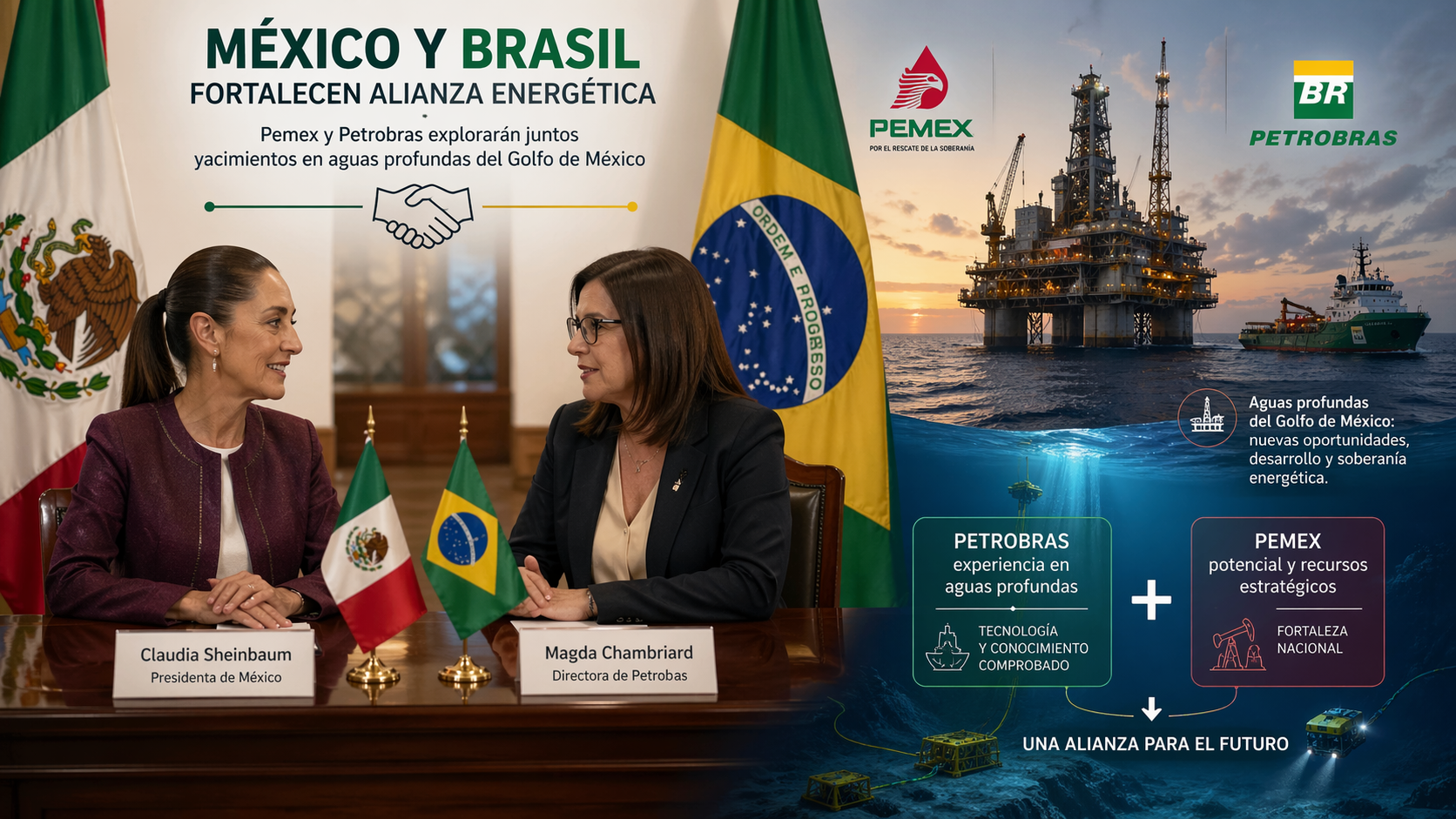 Sheinbaum se reúne con la directora de Petrobras para analizar una posible alianza con Pemex
