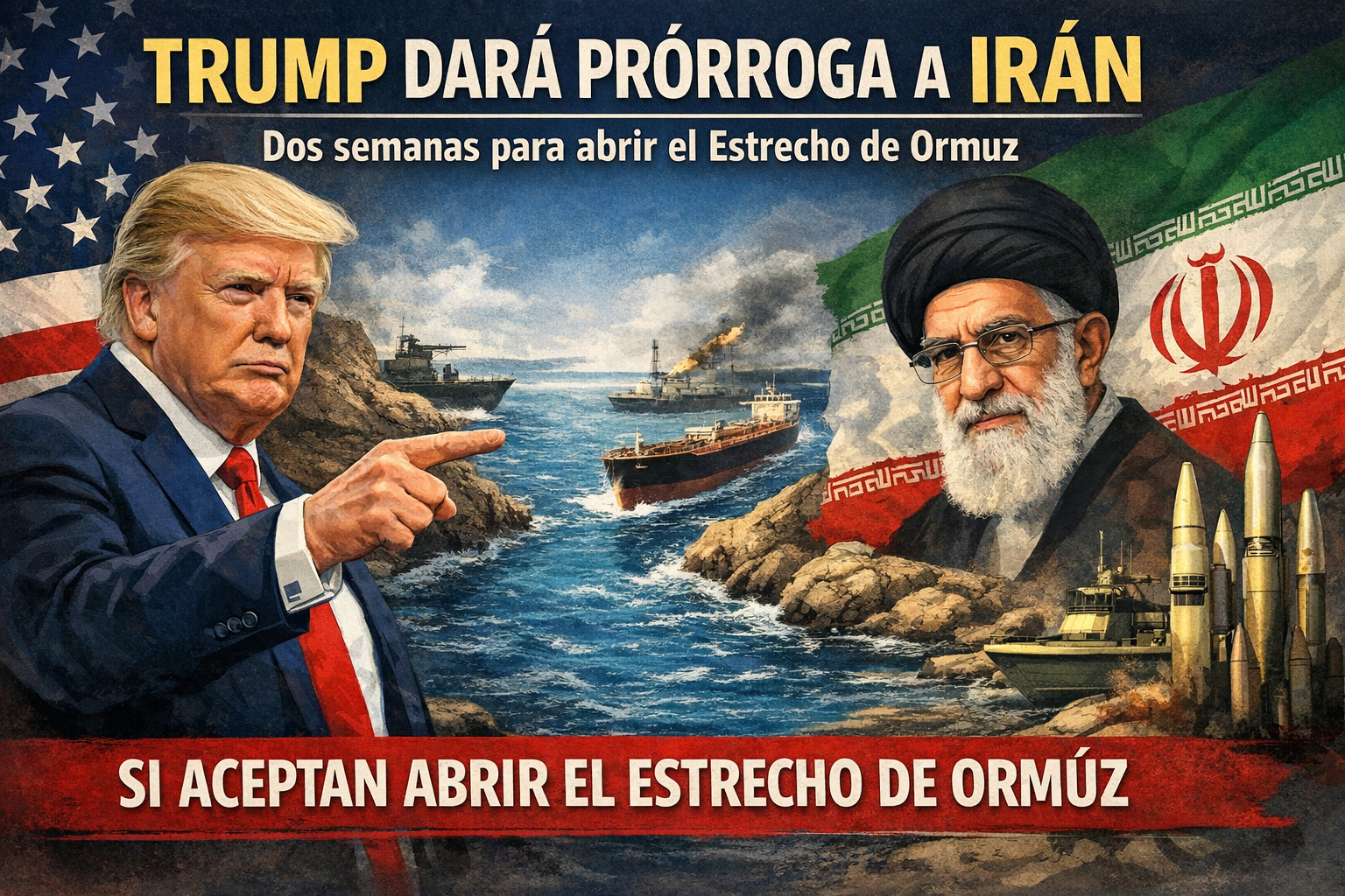 Trump dará prórroga de dos semanas a Irán, si aceptan abrir el estrecho de Ormuz