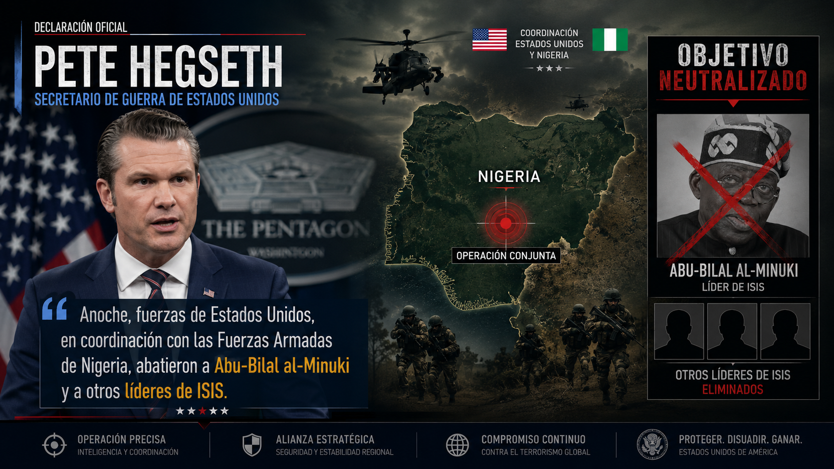 Fuerzas de EU y Nigeria eliminaron a Abu-Bilal al-Minuki, el segundo al mando de ISIS