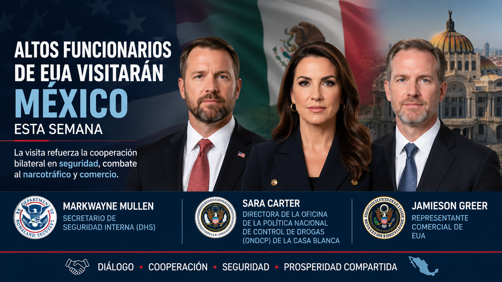 Sheinbaum confirmó la visita de tres funcionarios del Gobierno de EU a México