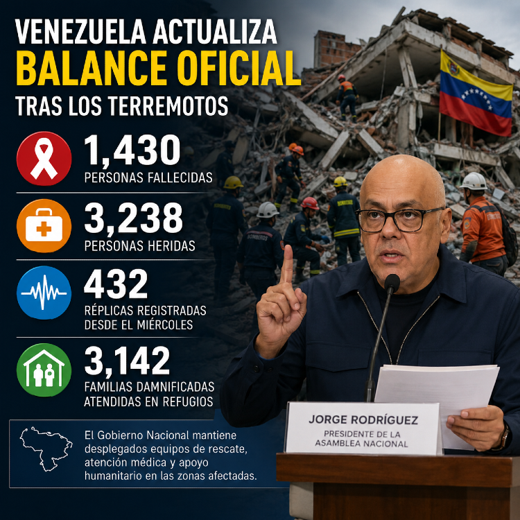 En Venezuela: 1,430 muertos y 3,238 heridos por los sismos