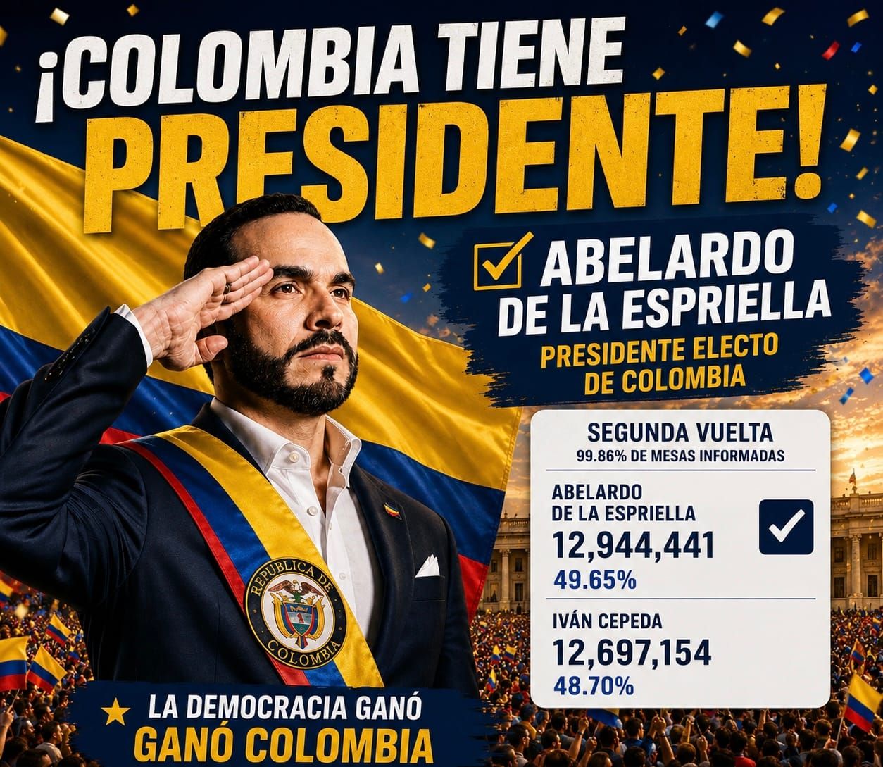 Abelardo de la Espriella gana la elección presidencial en Colombia