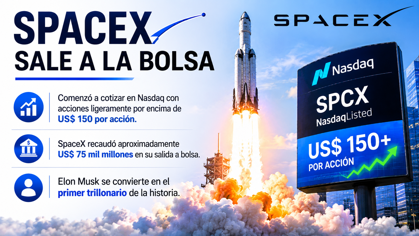 SpaceX debuta en Wall Street y convierte a Elon Musk en el primer trillonario de la historia